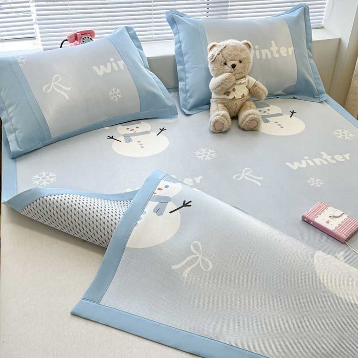 91家纺网 家纺一手货源 找家纺 （总）鑫琪莱家纺 2025新款数码印花加密冰藤凉席三件套