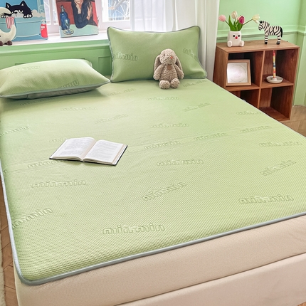 莱米家纺 2025新款冰感凉豆豆凉席床笠款 字母蝴蝶结—绿