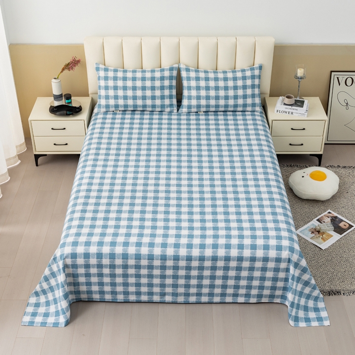 91家纺网 家纺一手货源 找家纺 2025新款老粗布床单老粗布凉席系列-凉席 月白-蓝