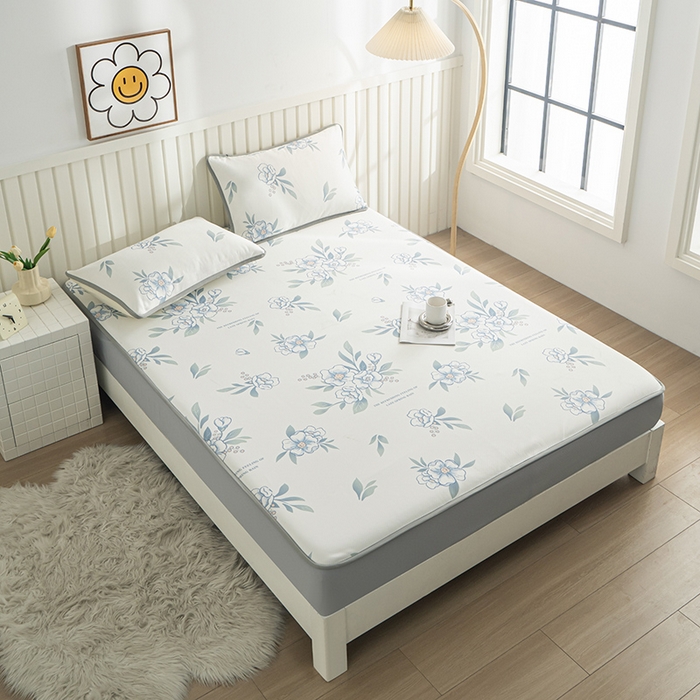 91家纺网 家纺一手货源 找家纺 卢赛尔 2025新款凉感丝提花凉席床笠款 清雅