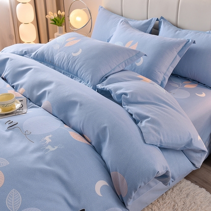幸嘉轩 2025新款全棉喷气加厚磨毛单被套 四季飘香-蓝