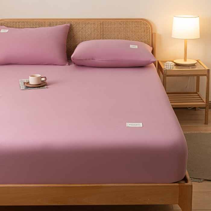 91家纺网 家纺一手货源 找家纺 梵克保罗 2025新款亲肤舒适全棉13372喷气床笠 紫豆沙