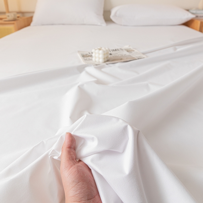 91家纺网 家纺一手货源 找家纺 梵克保罗 2025新款亲肤舒适防水纯色床单 C-纯白