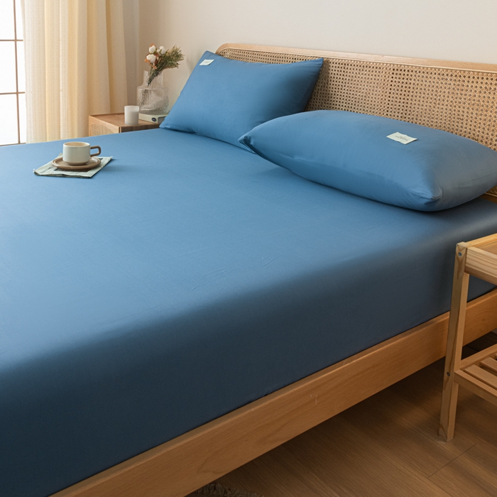 91家纺网 家纺一手货源 找家纺 梵克保罗 2025新款亲肤舒适全棉13372喷气床笠 运动蓝