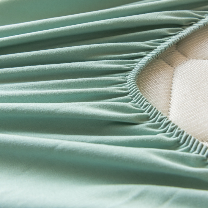 91家纺网 家纺一手货源 找家纺 梵克保罗 2025新款纯色加棉防水大豆纤维床笠 樊星蓝