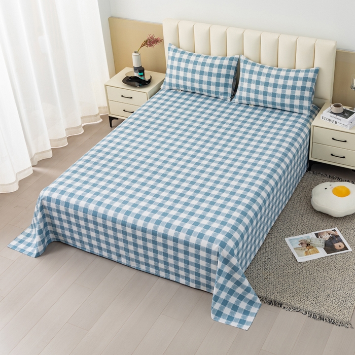 91家纺网 家纺一手货源 找家纺 2025新款老粗布床单老粗布凉席系列-凉席 月白-蓝