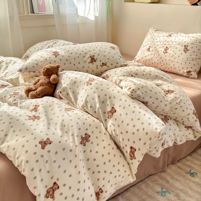 91家纺网 家纺一手货源 找家纺 冕悠家纺 2025新款热款A类高克重针织双层纱四件套系列 （提供买家秀） 花田熊