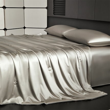 雯豆家纺 2025夏季新品锦纶+氨纶高档冰丝凉感夏被空调被7A抗菌薄被芯 冰芙绸夏被-奢华槟