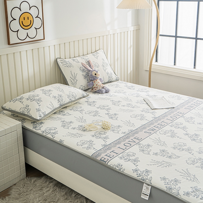 91家纺网 家纺一手货源 找家纺 卢赛尔 2025新款凉感丝提花凉席床笠款 格雾