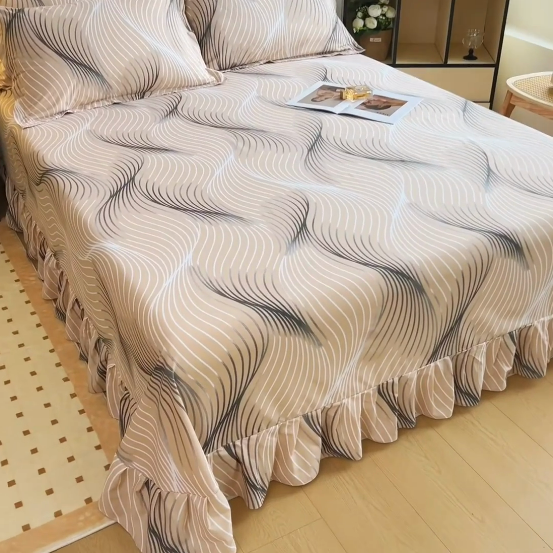 91家纺网 家纺一手货源 找家纺 2025新款全棉花边款床单 青春告白