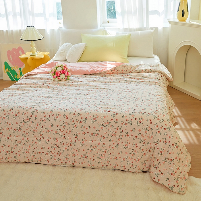 91家纺网 家纺一手货源 找家纺 梦恬佳 2025新款A类水洗皱皱棉夏凉被 野茶春苑