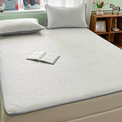 莱米家纺 2025新款冰感凉豆豆凉席床笠款 卡皮巴拉—米白