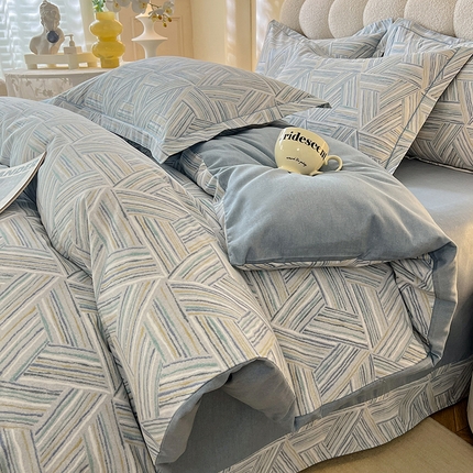 91家纺网 家纺一手货源 找家纺 幸嘉轩 2025新款全棉喷气加厚磨毛单被套 曼迪蓝