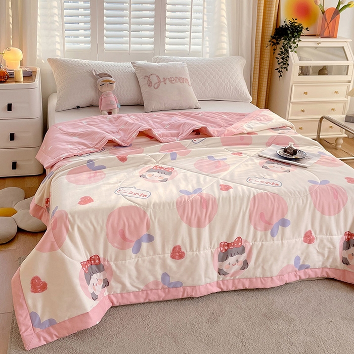 91家纺网 家纺一手货源 找家纺 （自己工厂 有网销大热款 网销帮推可合作优惠）2025新款全棉夏被空调被夏凉被纯棉夏季儿童棉花薄被子 白桃公主