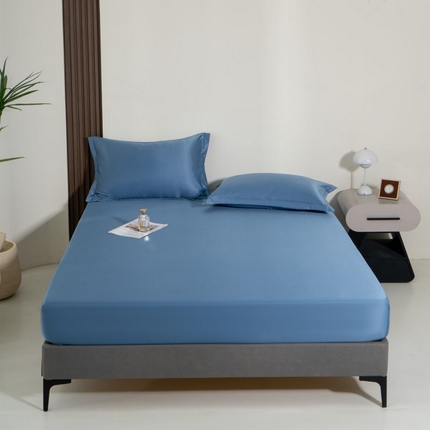馨乐家纺 2025款水洗天丝纯色床笠 月光蓝
