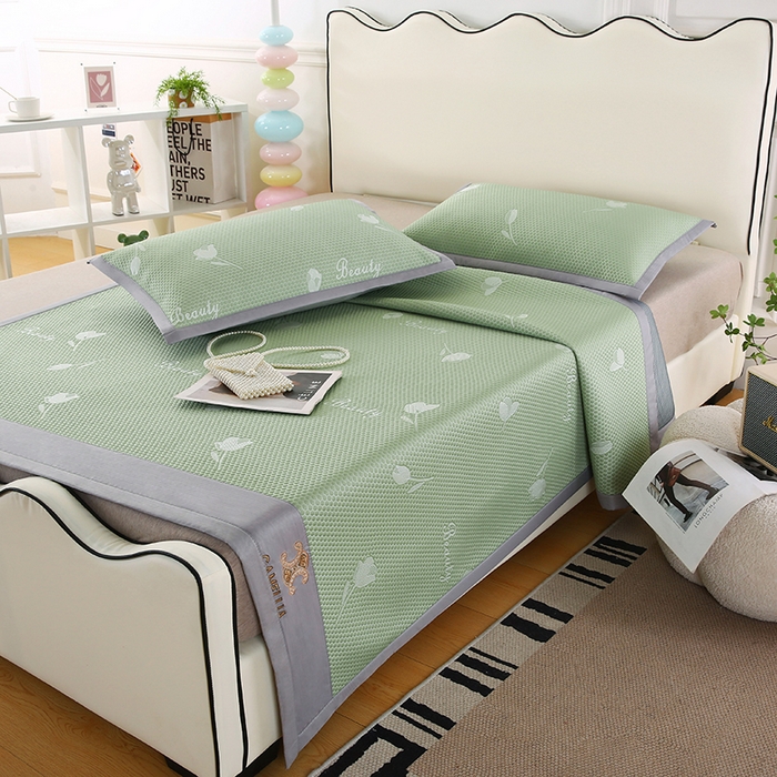 91家纺网 家纺一手货源 找家纺 四川牛皮席 2025新款凉感丝凉豆豆席三件套 4