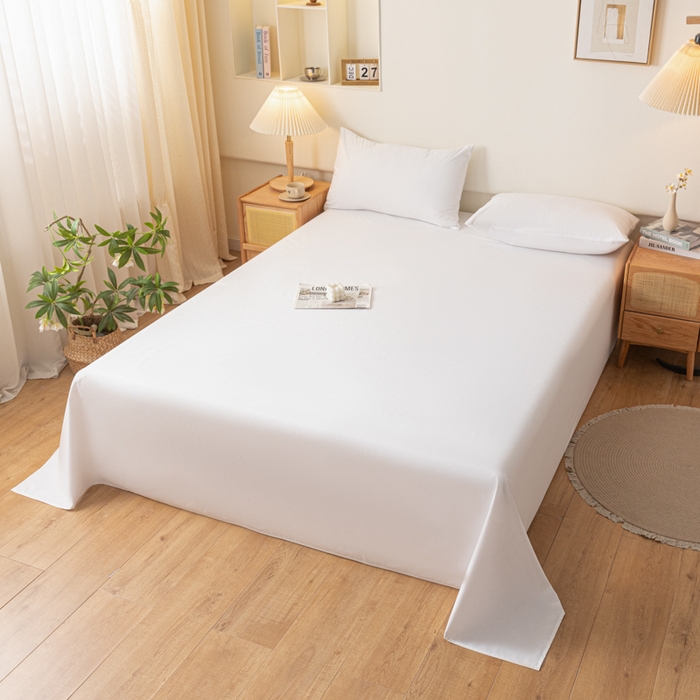 91家纺网 家纺一手货源 找家纺 梵克保罗 2025新款亲肤舒适防水纯色床单 C-纯白