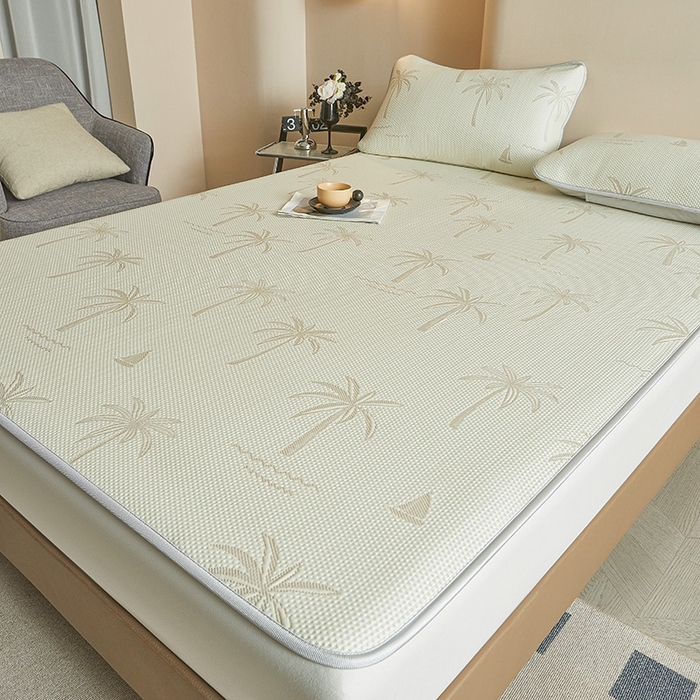 91家纺网 家纺一手货源 找家纺 柔品2025新款PE中分子凉感提花凉席系列 椰林-床席款