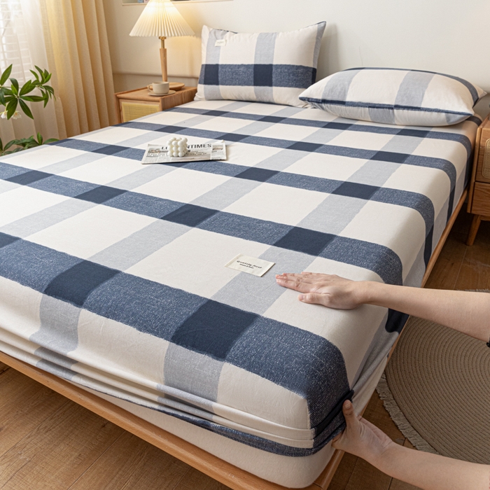 91家纺网 家纺一手货源 找家纺 梵克保罗 2025新款亲肤舒适全棉印花系列床笠 大格子