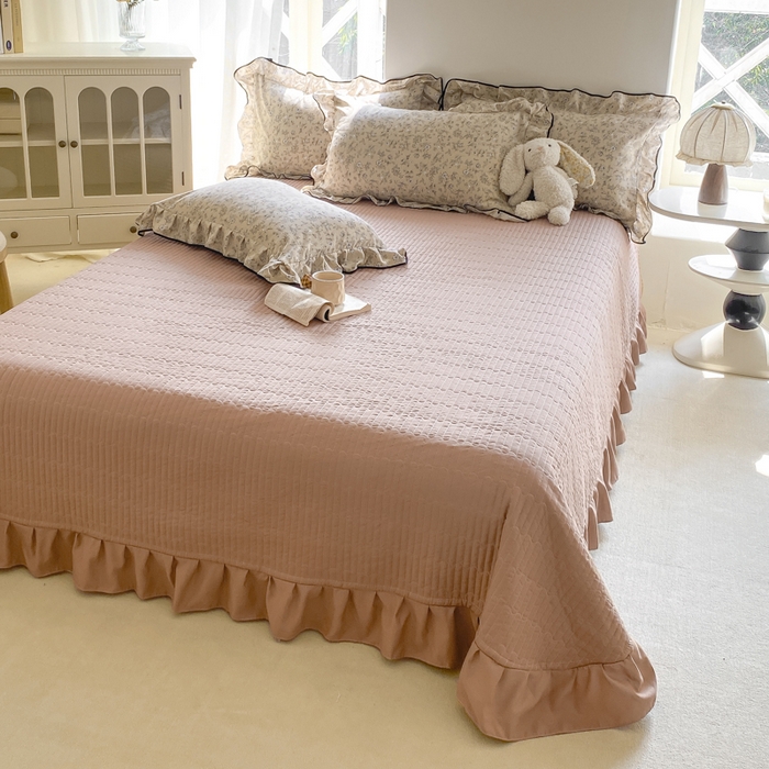 91家纺网 家纺一手货源 找家纺 仟网汇 2025新款赫本针织双层纱床盖四件套 花满楼