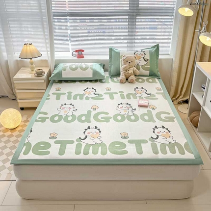 91家纺网 家纺一手货源 找家纺 （总）鑫琪莱家纺 2025新款数码印花加密冰藤凉席三件套