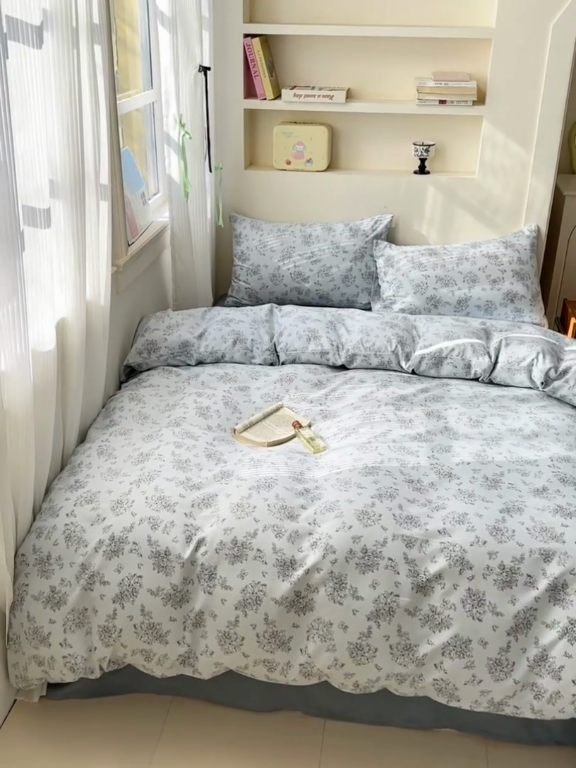 91家纺网 家纺一手货源 找家纺 冕悠家纺 2025新款热款A类高克重针织双层纱四件套系列 （提供买家秀） 遇见四月