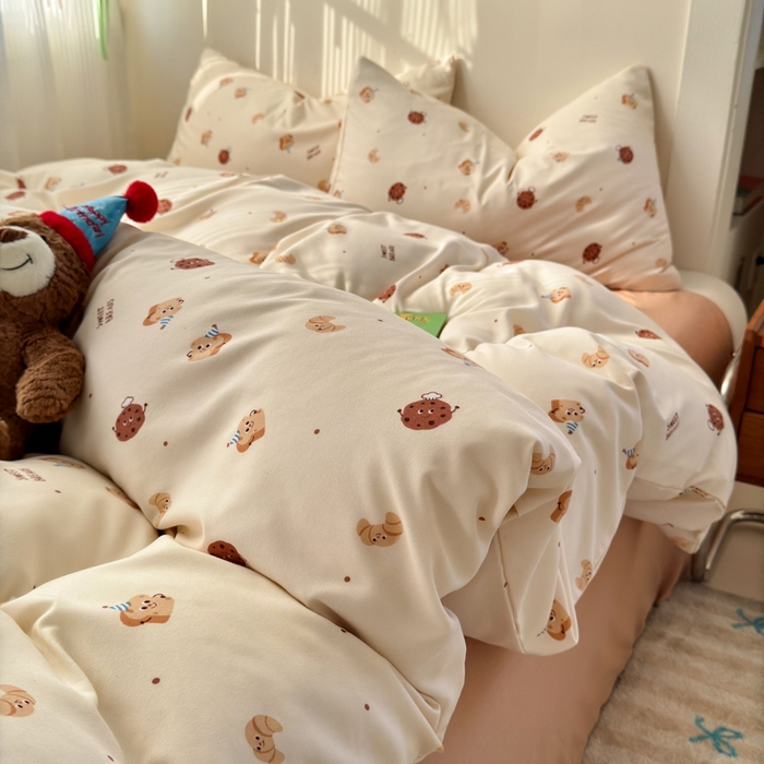 91家纺网 家纺一手货源 找家纺 冕悠家纺 2025新款热款A类高克重针织双层纱四件套系列 （提供买家秀） 圆饼奶酪