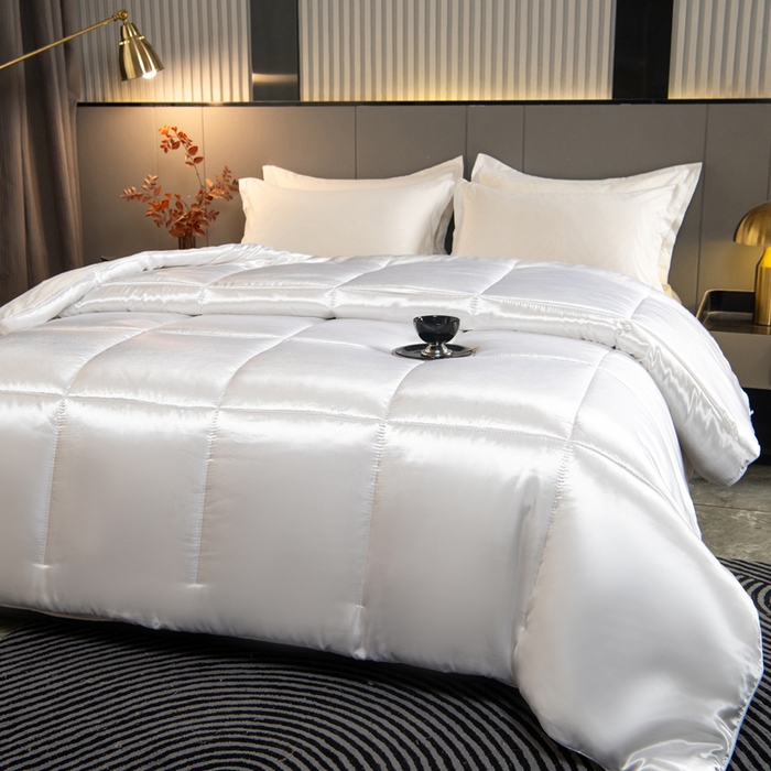 91家纺网 家纺一手货源 找家纺 畅销被业 2025新款仿真丝四季被 仿真丝-珍珠白色