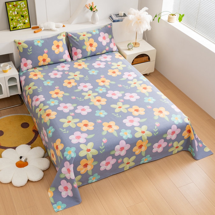 91家纺网 家纺一手货源 找家纺 2025新款老粗布床单老粗布凉席系列-凉席 莓影缤纷