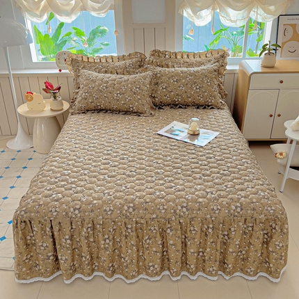 91家纺网 家纺一手货源 找家纺 （总）2025新款全棉夹棉床裙全棉床裙