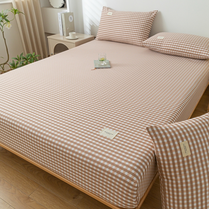 91家纺网 家纺一手货源 找家纺 梵克保罗 2025新款亲肤舒适全棉印花系列床笠 丁香粉格