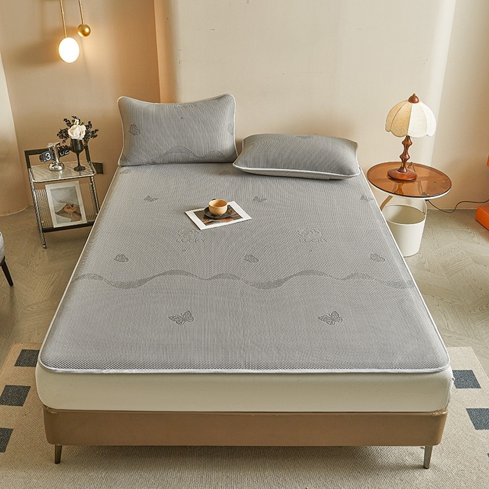 91家纺网 家纺一手货源 找家纺 柔品2025新款PE中分子凉感提花凉席系列 蝶舞-床席款