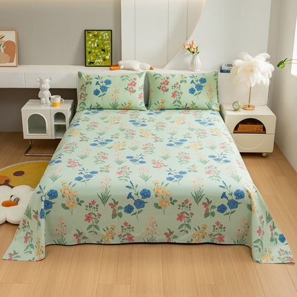 91家纺网 家纺一手货源 找家纺 2025新款老粗布床单老粗布凉席系列-凉席 诗意花坊