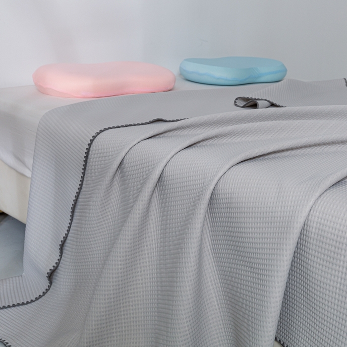 91家纺网 家纺一手货源 找家纺 柏薇2025新款A类华夫格400g凉感丝盖毯多功能双面用凉感夏凉被 双面纯凉感-星空灰