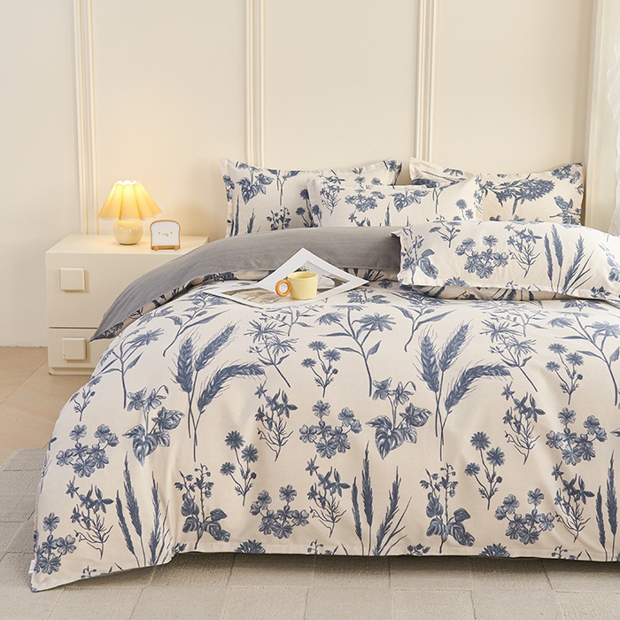 91家纺网 家纺一手货源 找家纺 爱诗诺2025加厚生态棉磨毛四件套高克重植物羊绒四件套大量现货青花瓷