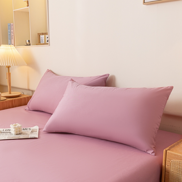 91家纺网 家纺一手货源 找家纺 梵克保罗 2025新款亲肤舒适防水纯色床单 C-豆沙