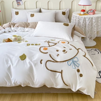 91家纺网 家纺一手货源 找家纺 （总）2025新款全棉水洗棉毛巾绣四件套