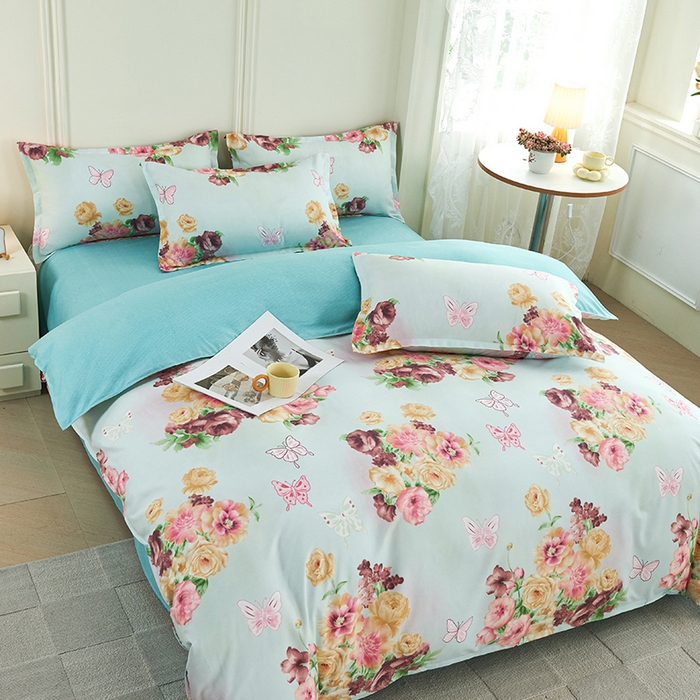 91家纺网 家纺一手货源 找家纺 爱诗诺2025加厚生态棉磨毛四件套高克重植物羊绒四件套大量现货花丛倩影