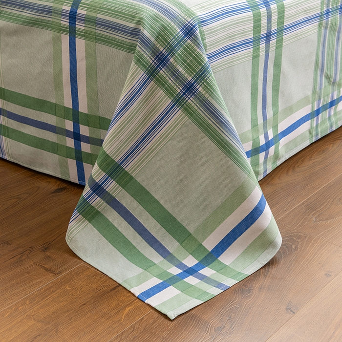 91家纺网 家纺一手货源 找家纺 2025新款老粗布床单老粗布凉席三件套系列-床单 格韵-绿