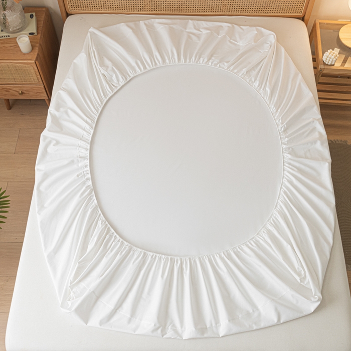 91家纺网 家纺一手货源 找家纺 梵克保罗 2025新款亲肤舒适全棉13372喷气床笠 雅典白