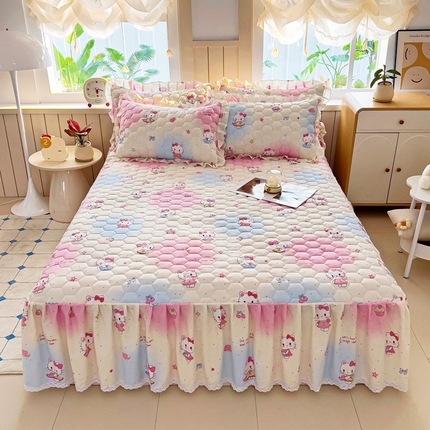 91家纺网 家纺一手货源 找家纺 （总）2025新款全棉夹棉床裙全棉床裙