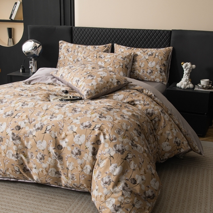 氧家 2025新款60s贡缎长绒棉数码印花四件套（礼盒装） 花开琉璃