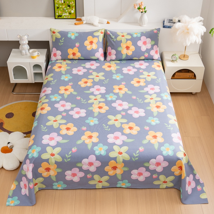 91家纺网 家纺一手货源 找家纺 2025新款老粗布床单老粗布凉席系列-凉席 莓影缤纷