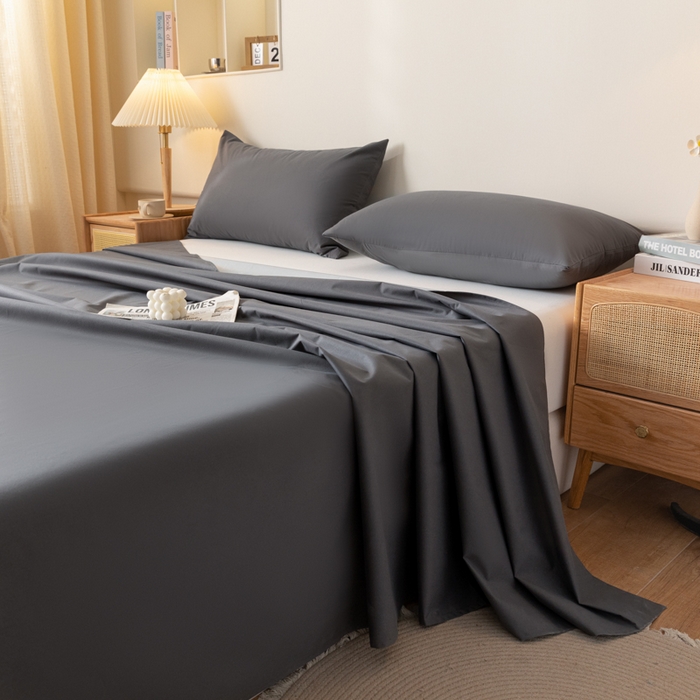 91家纺网 家纺一手货源 找家纺 梵克保罗 2025新款亲肤舒适防水纯色床单 C-深灰