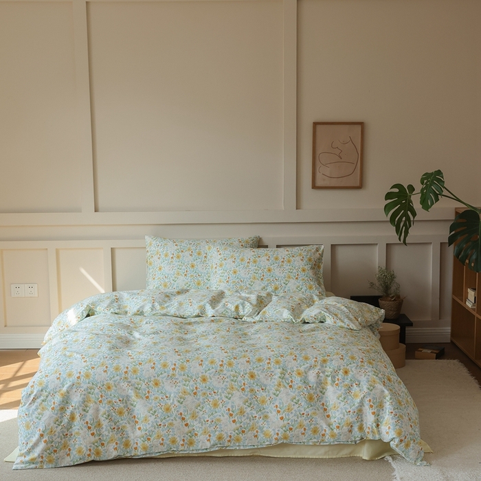 91家纺网 家纺一手货源 找家纺 棉眠 2025新款春夏花间牧歌田园系列四件套 花间牧歌