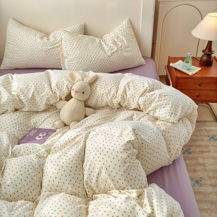 冕悠家纺 2025新款热款A类高克重针织双层纱四件套系列 （提供买家秀） 繁花协奏