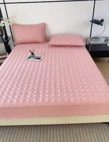 91家纺网 家纺一手货源 找家纺 佳笠家居 2025新款全棉纯棉夹棉床笠四季通用席梦思保护套床罩 豆沙粉