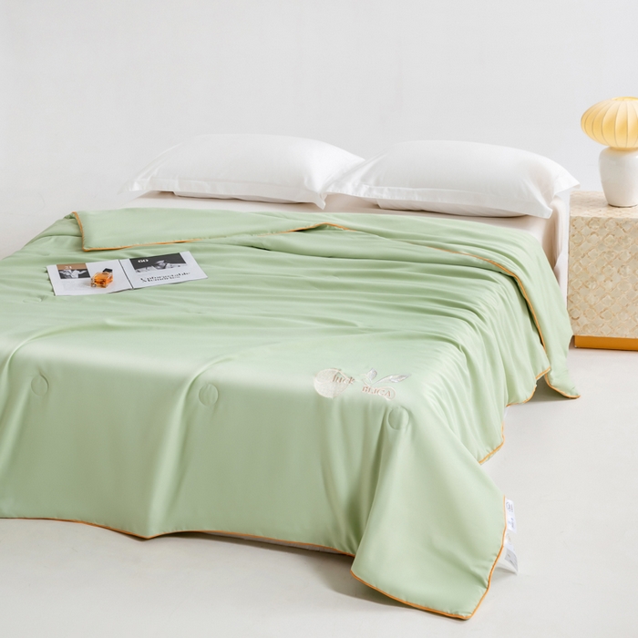 91家纺网 家纺一手货源 找家纺 眠多宝 2025新款奥地利兰精天丝刺绣夏被空调被 香绿