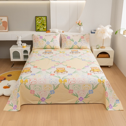 2025新款老粗布床单老粗布凉席系列-凉席 花园熊