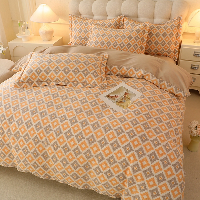 91家纺网 家纺一手货源 找家纺 幸嘉轩 2025新款全棉喷气加厚磨毛单被套 卡布奇诺